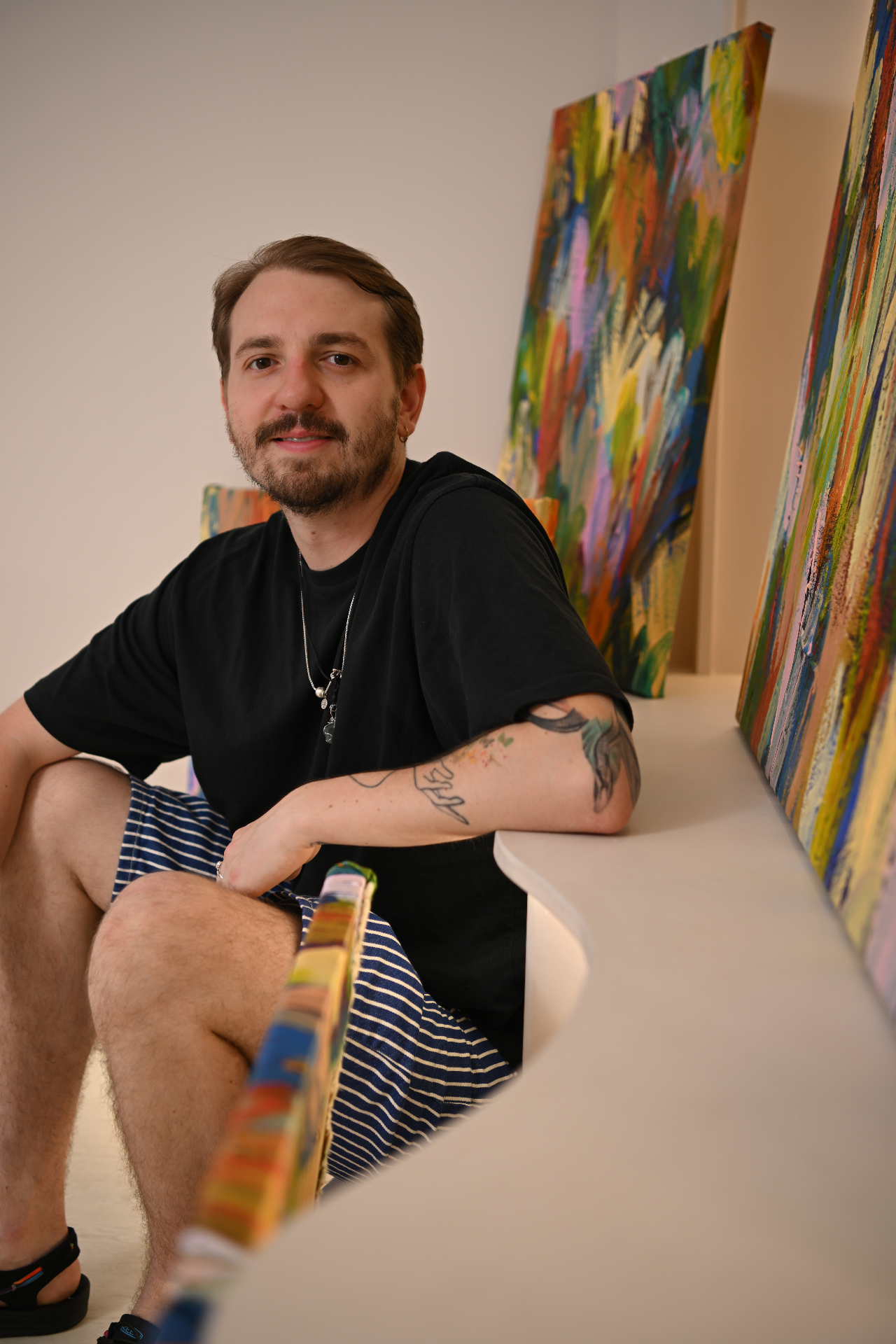 Harry Watmough in the studio